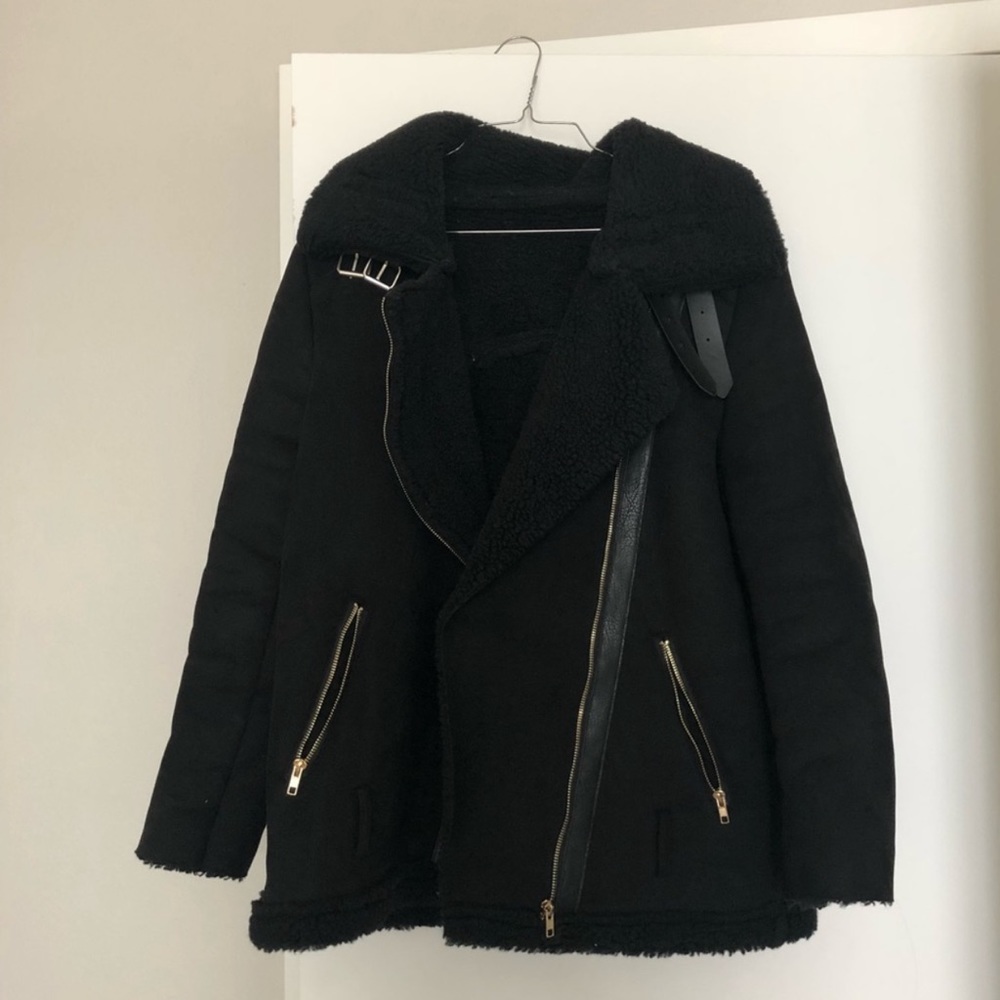 Shearling biker jacket